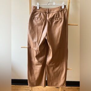 On trend low-rise faux leather trouser wide leg pleats